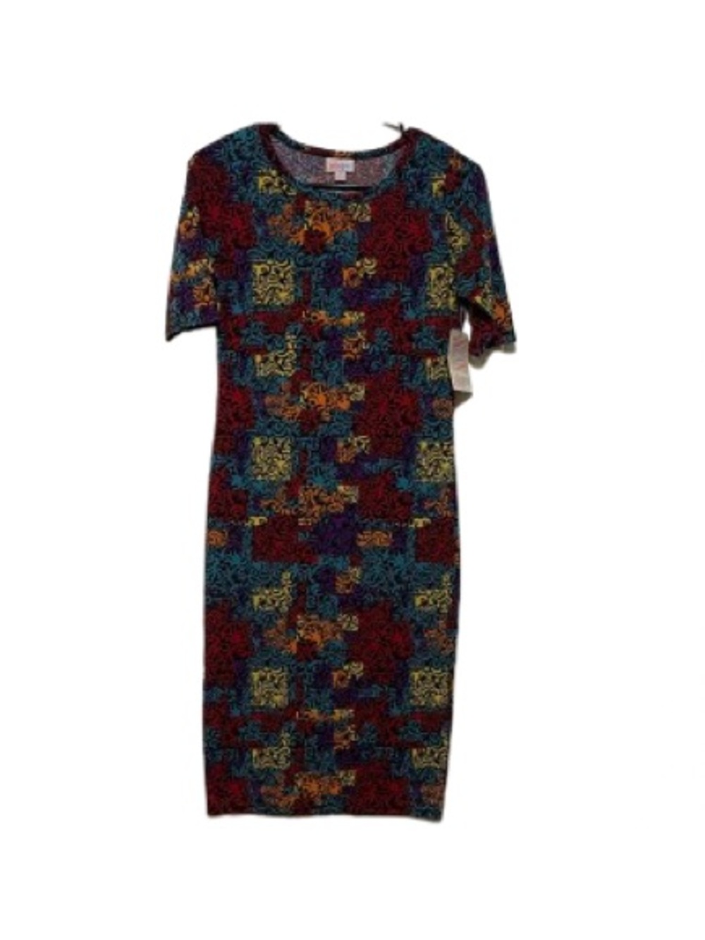 LuLaRoe Julia Form Fitting Abstract Design Midi Dress Size XS